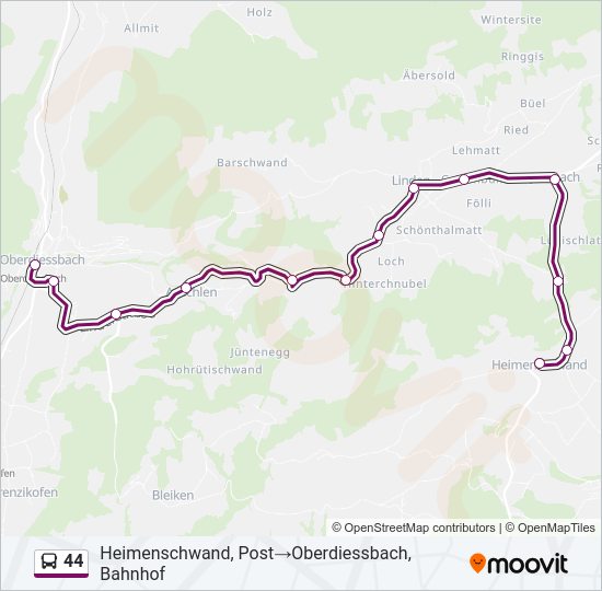 44 Bus Line Map