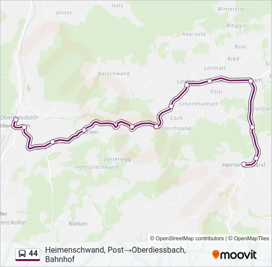 44 Bus Line Map