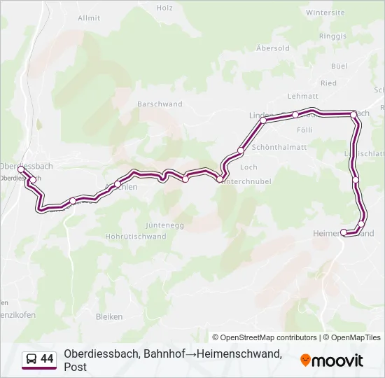 44 Bus Line Map