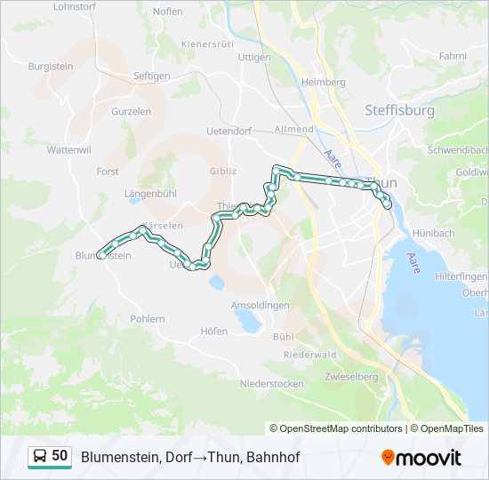 Plan de la ligne 50 de bus