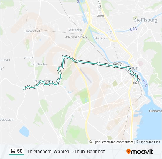 Plan de la ligne 50 de bus