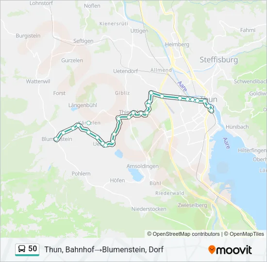 Plan de la ligne 50 de bus