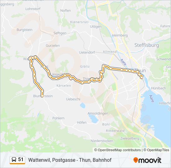 51 bus Line Map