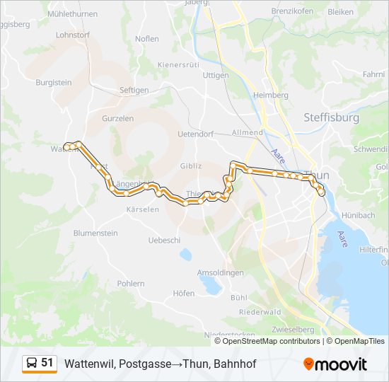 Plan de la ligne 51 de bus