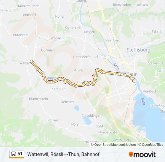 Plan de la ligne 51 de bus