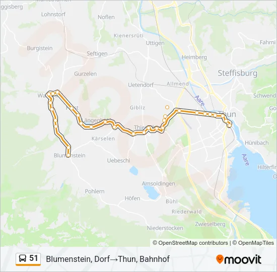 51 Bus Line Map