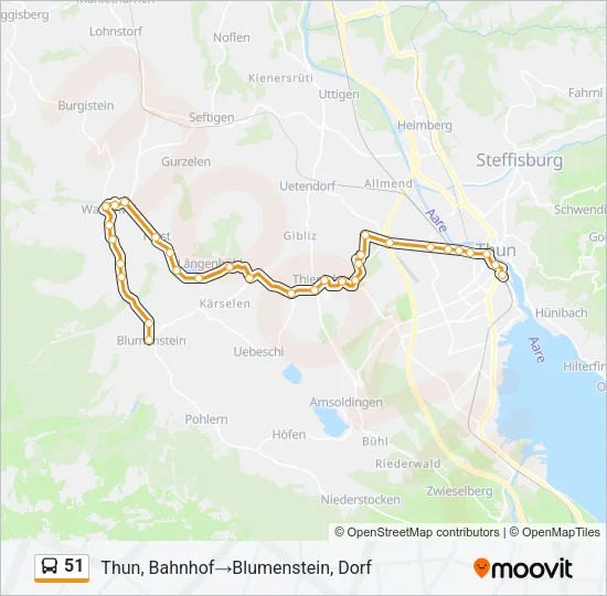 Plan de la ligne 51 de bus
