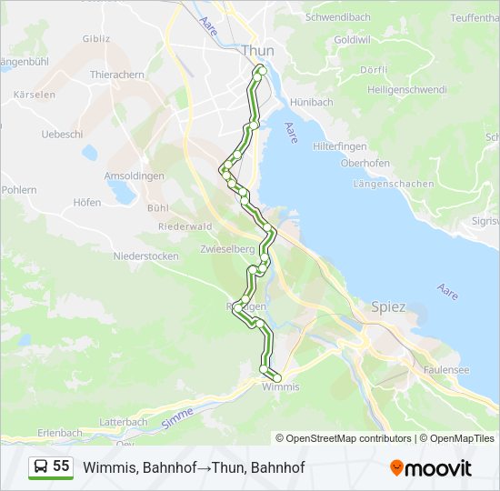 55 Bus Line Map