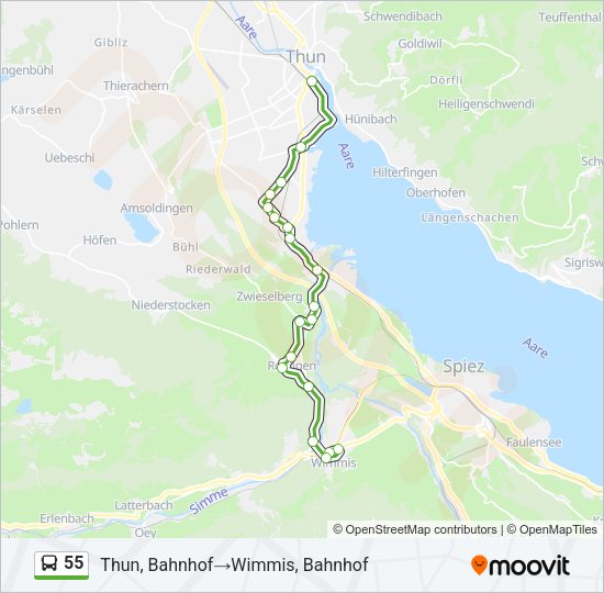 55 Bus Line Map