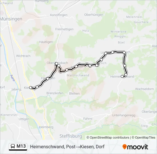 M13 Bus Line Map