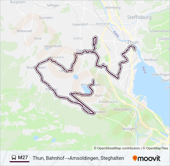 M27 Bus Line Map