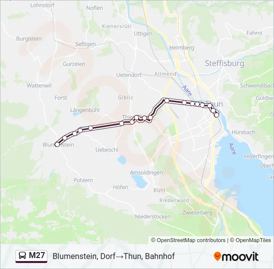 M27 Bus Line Map