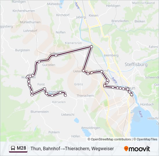 M28 Bus Line Map