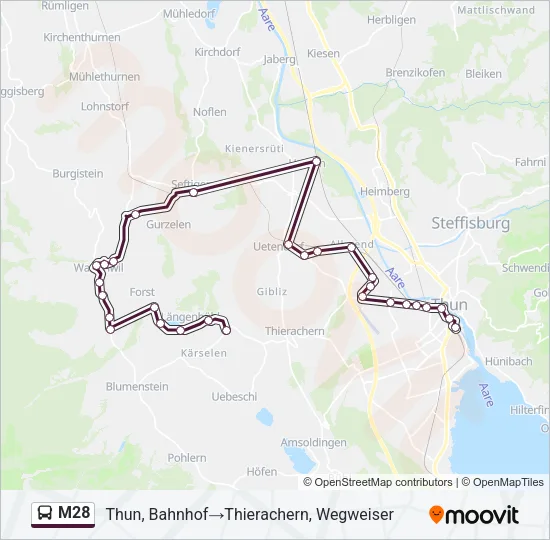 M28 Bus Line Map