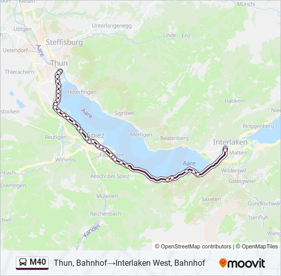 M40 bus Line Map