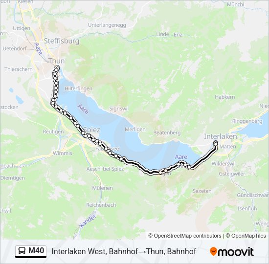 M40 Bus Line Map