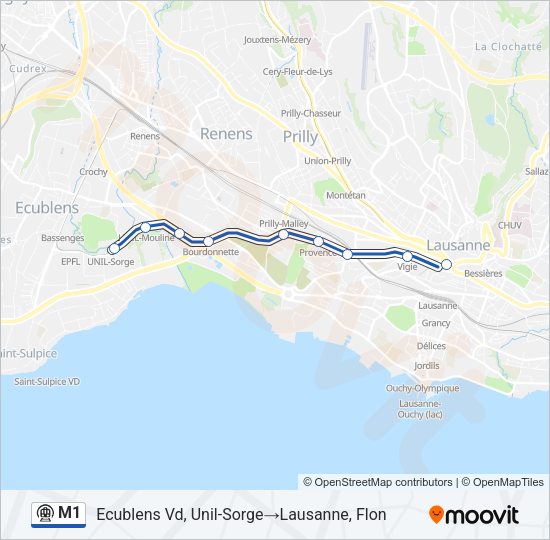 M1 Metro Line Map