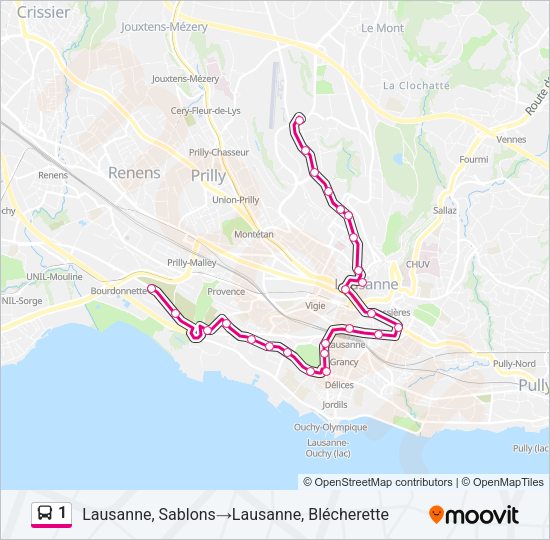 1 Bus Line Map