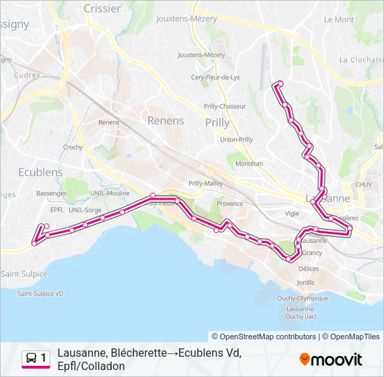 1 Bus Line Map