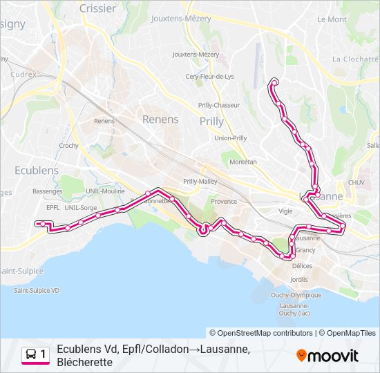 1 Bus Line Map
