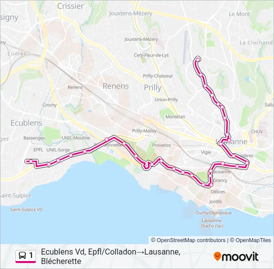 1 Bus Line Map
