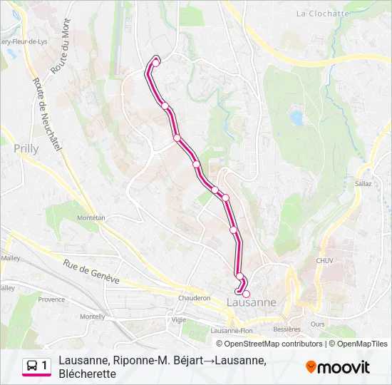 1 Bus Line Map