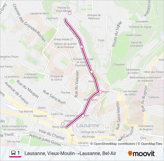 1 Bus Line Map