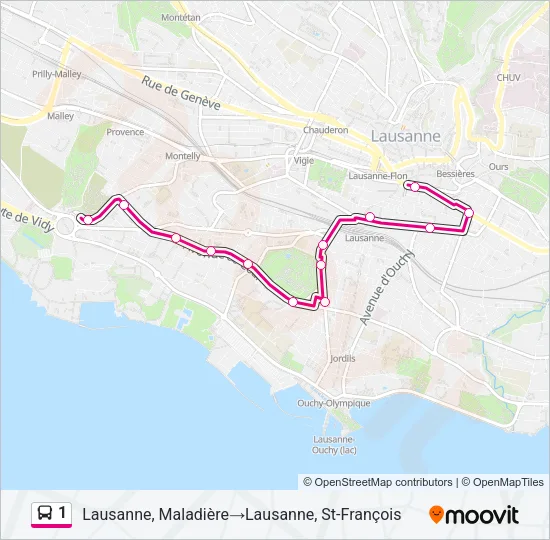1 Bus Line Map