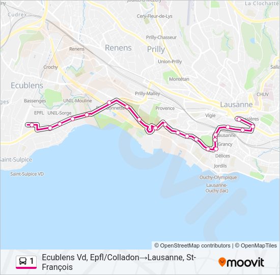 1 Bus Line Map