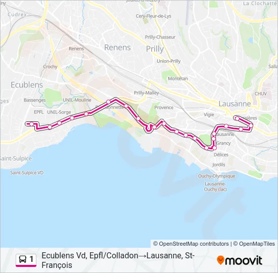 1 Bus Line Map