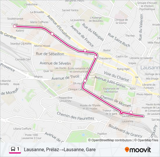 1 Bus Line Map