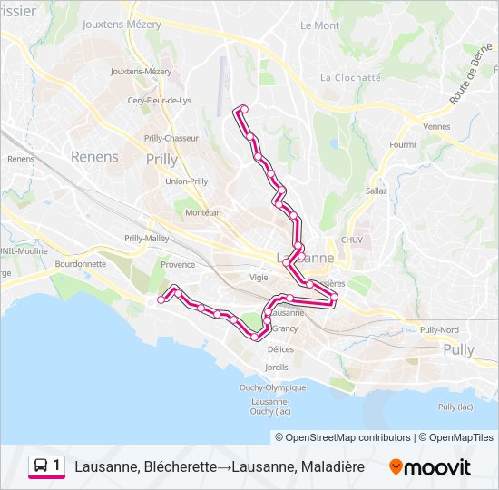 1 Bus Line Map