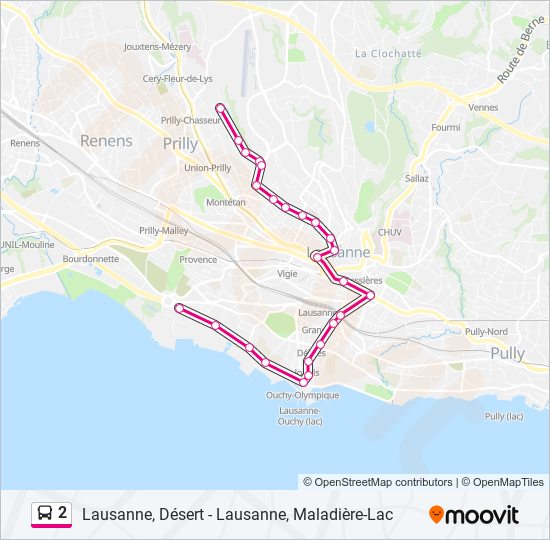 Plan de la ligne 2 de bus