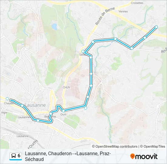 Plan de la ligne 6 de bus