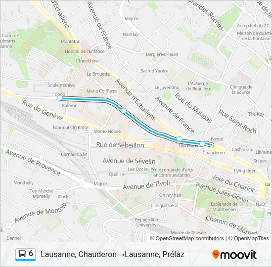 6 Bus Line Map