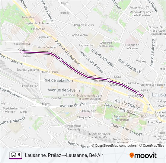 8 Bus Line Map