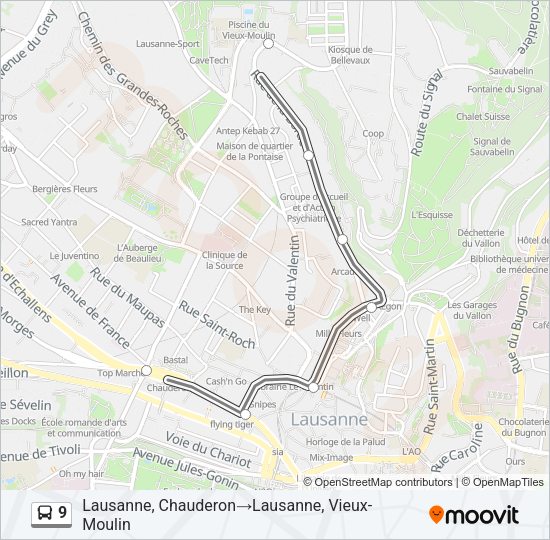9 Bus Line Map