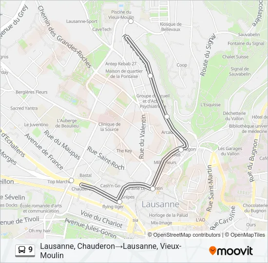 9 Bus Line Map