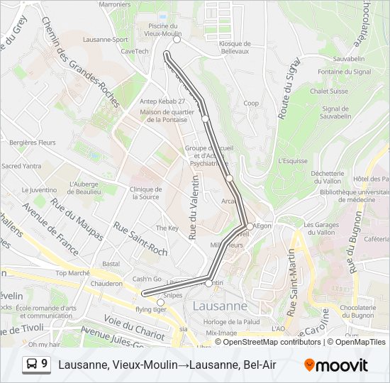 9 Bus Line Map