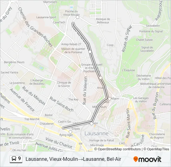 9 Bus Line Map