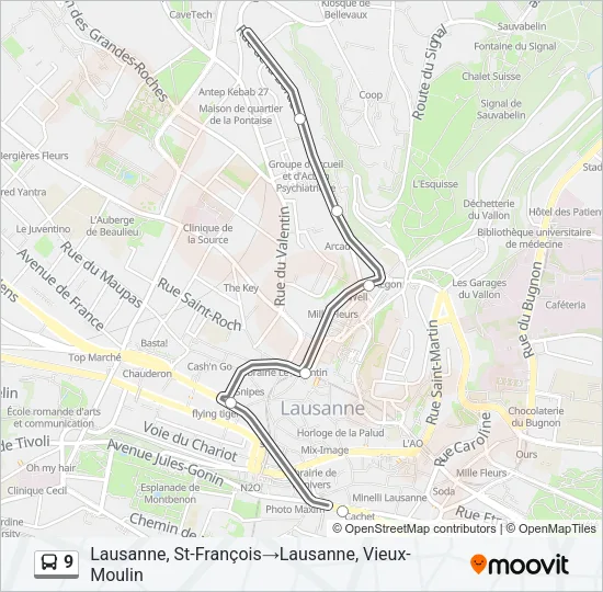 9 Bus Line Map