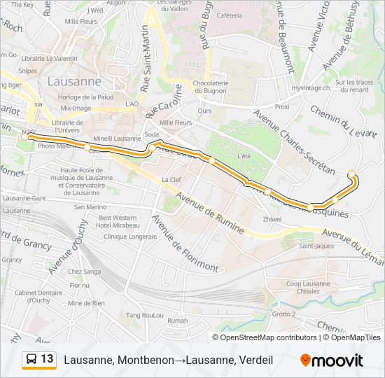 13 Bus Line Map