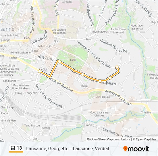 13 Bus Line Map