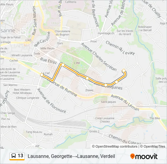13 Bus Line Map