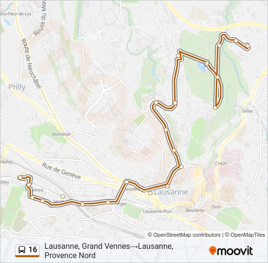 16 Bus Line Map