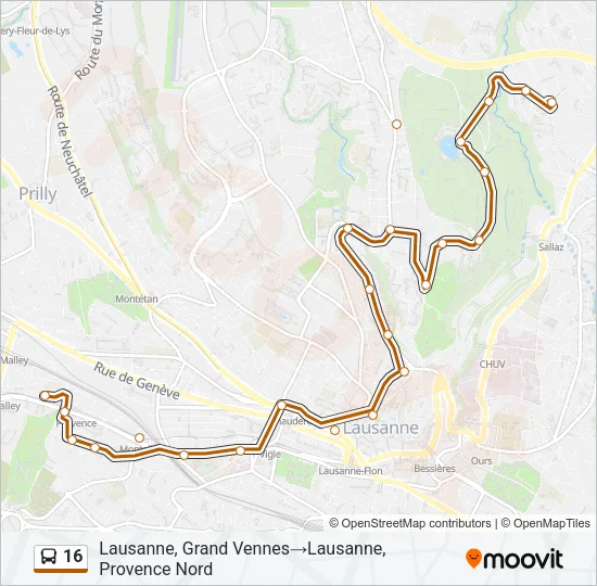 16 Bus Line Map