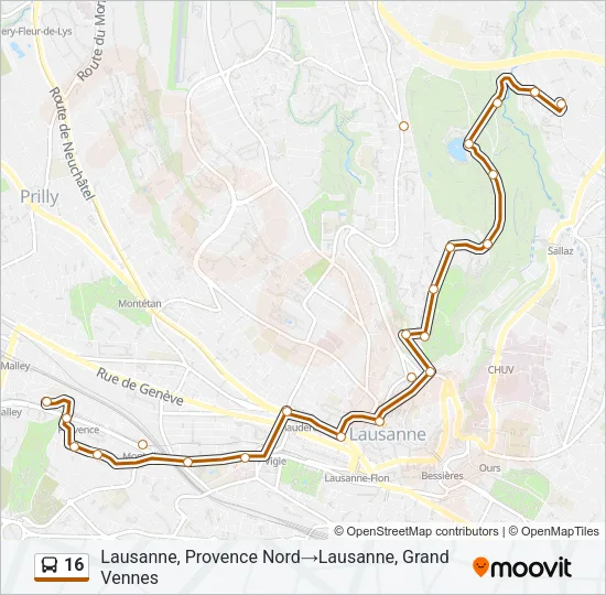 16 Bus Line Map