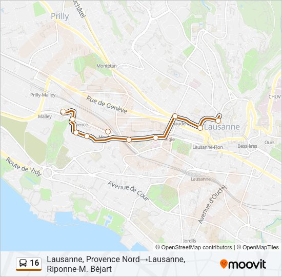 16 Bus Line Map