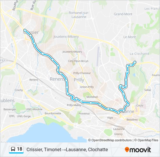 18 Bus Line Map