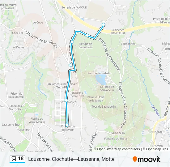 18 Bus Line Map